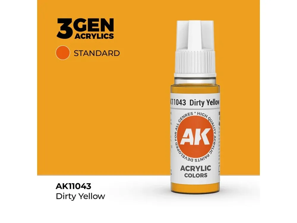Lahvička akrylové barvy AK Interactive 3GEN AK11043 špinavá žlutá 17 ml