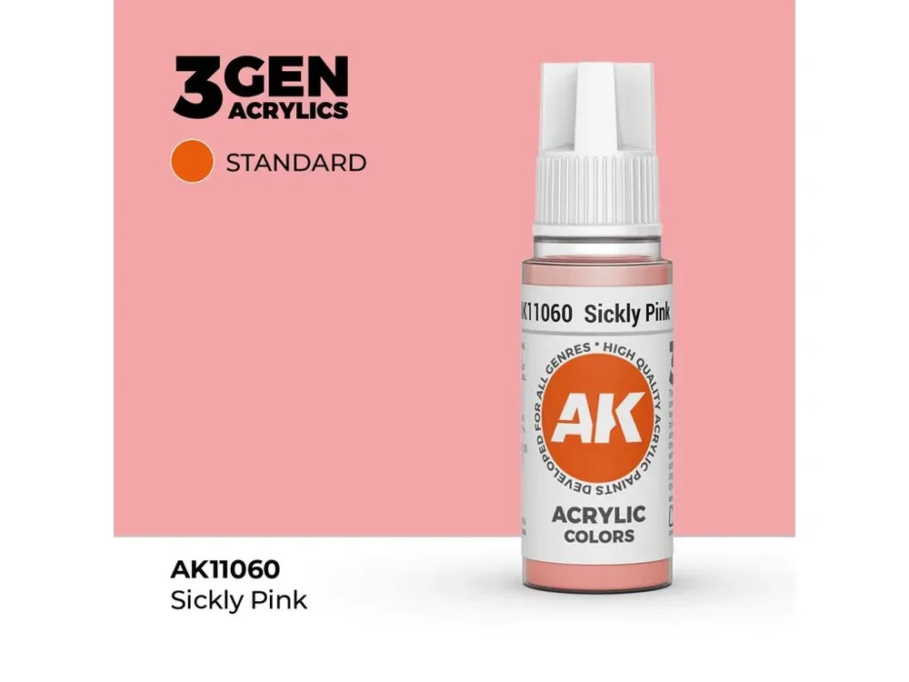 Lahvička akrylové barvy AK Interactive 3GEN AK11060 chorobně růžová Sickly Pink 17 ml