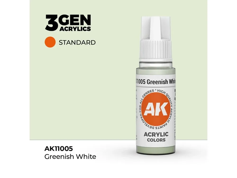 Lahvička akrylové barvy AK Interactive 3GEN AK11005 nazelenalá bílá 17 ml