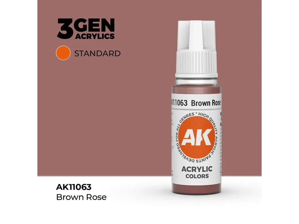 Lahvička akrylové barvy AK Interactive 3GEN AK11063 hnědorůžová Brown Rose 17 ml