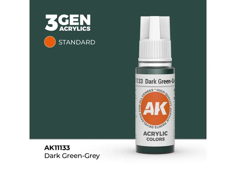 Lahvička akrylové barvy AK Acrylics 3GEN AK11133 tmavá zelenošedá 17 ml