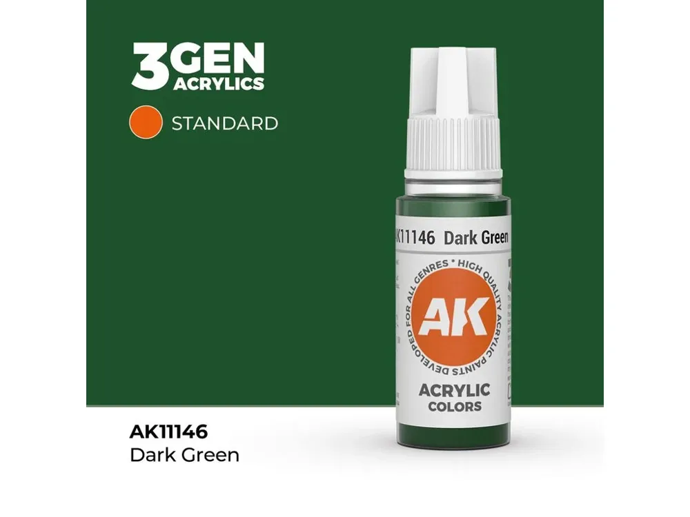 Lahvička akrylové barvy AK Interactive 3GEN AK11146 tmavá zelená 17 ml