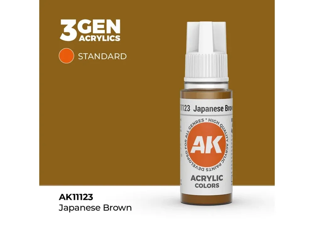 Lahvička akrylové barvy AK Acrylics 3GEN AK11123 japonská hnědá 17 ml