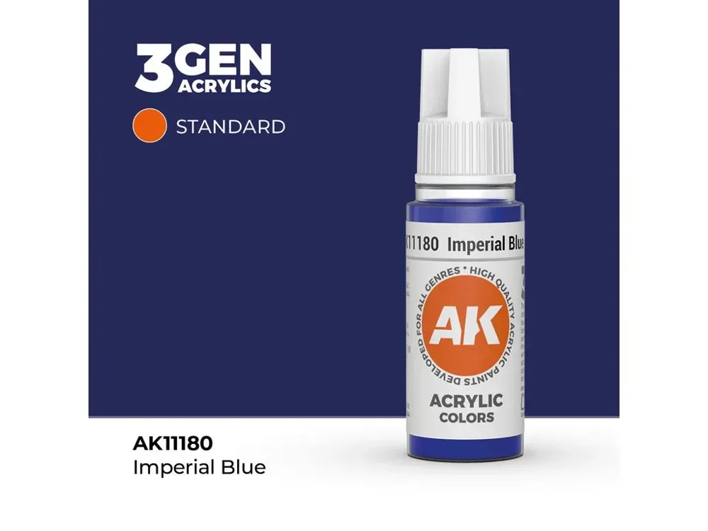 Lahvička akrylové barvy AK Acrylics 3GEN AK11180 imperiální modř (Imperial Blue) 17 ml