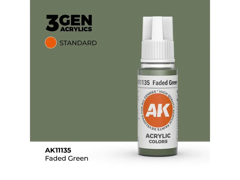 Lahvička akrylové barvy AK Acrylics 3GEN AK11135 vybledlá zelená 17 ml
