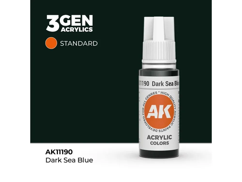 Lahvička akrylové barvy AK Interactive 3GEN AK11190 tmavá námořní modř 17 ml