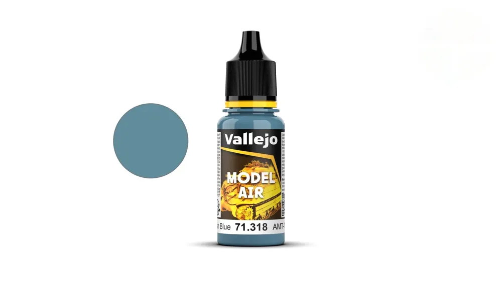Lahvička akrylové barvy Vallejo Model Air 71318 AMT-7 šedomodrá 18 ml