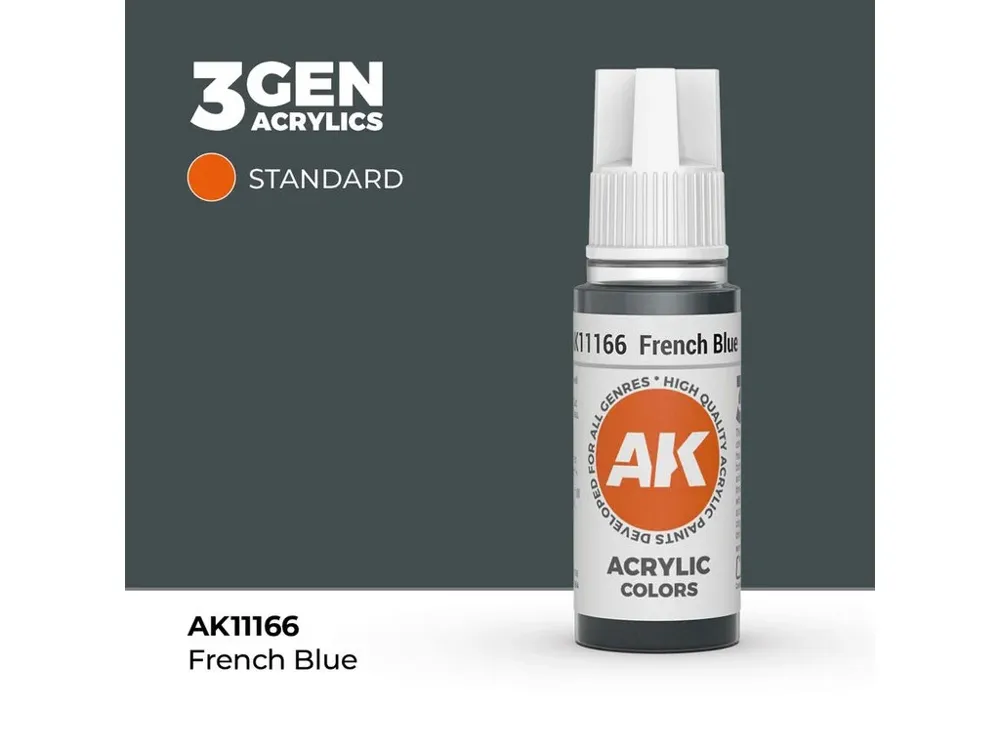 Lahvička akrylové barvy AK Acrylics 3GEN AK11166 francouzská modř 17 ml