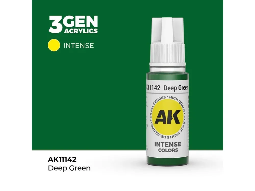 Lahvička akrylové barvy AK Interactive 3GEN AK11142 hluboká zelená Deep Green 17 ml