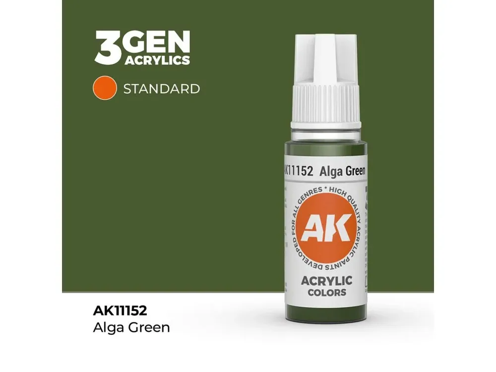 Lahvička akrylové barvy AK Acrylics 3GEN AK11152 řasová zelená Alga Green 17 ml