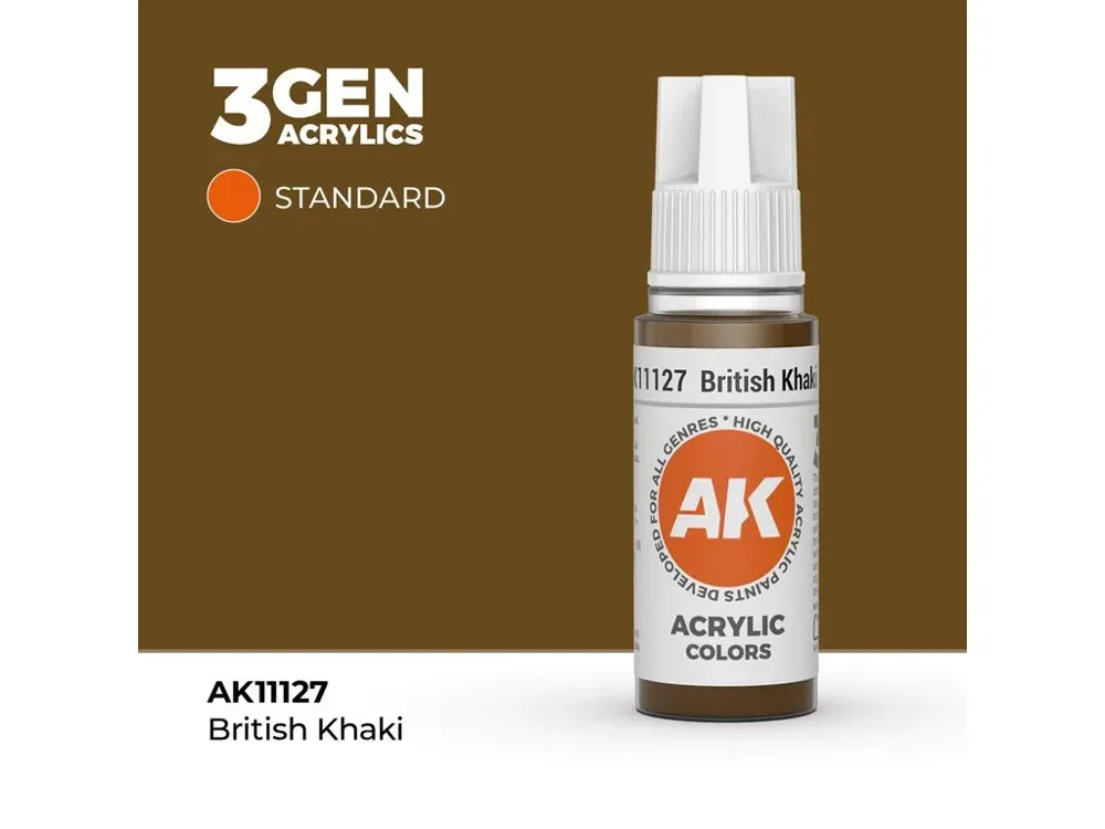 Lahvička akrylové barvy AK Acrylics 3GEN AK11127 britská khaki 17 ml