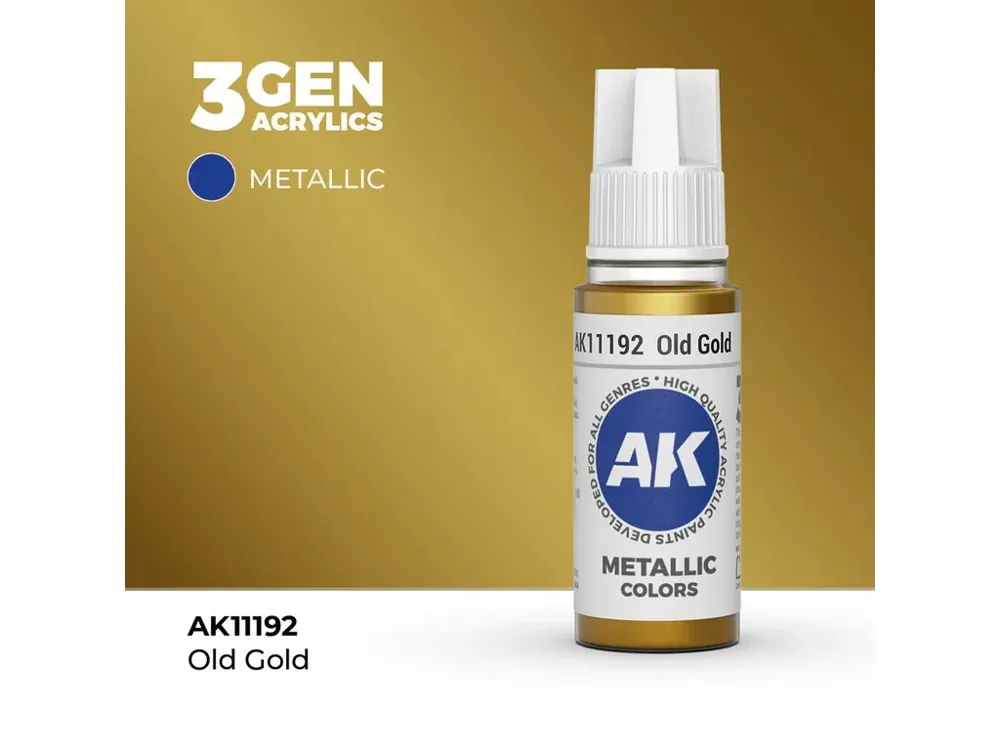 Lahvička akrylové barvy AK Acrylics 3GEN AK11192 staré zlato (Old Gold) 17 ml