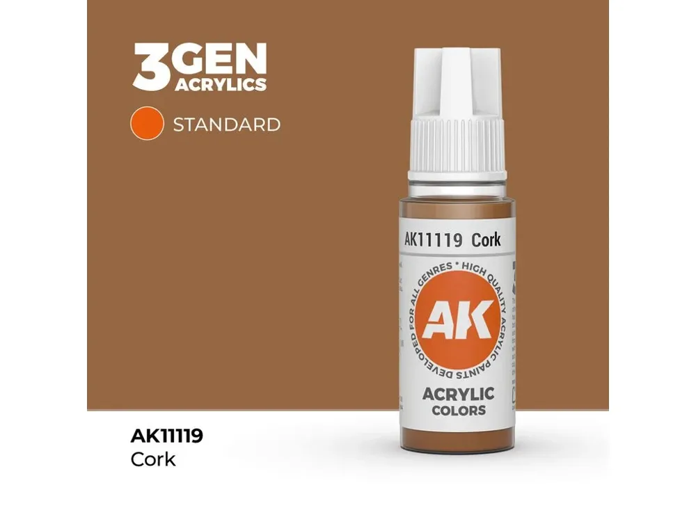 Lahvička akrylové barvy AK Interactive 3GEN AK11119 korková (Cork) 17 ml