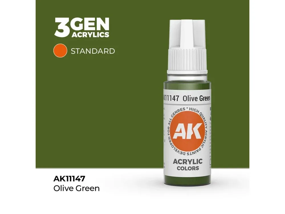 Lahvička akrylové barvy AK Interactive 3GEN AK11147 olivová zelená 17 ml