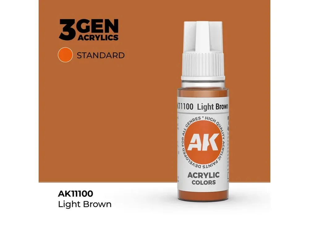 Lahvička akrylové barvy AK Interactive 3GEN AK11100 světle hnědá Light Brown 17 ml