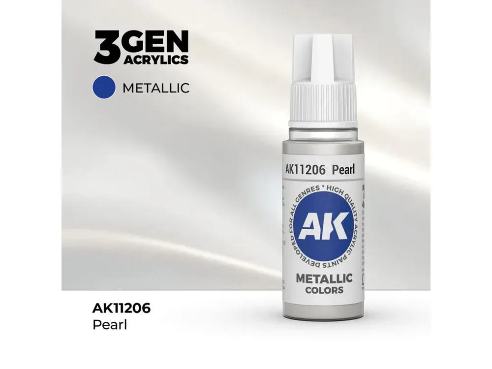Lahvička akrylové barvy AK Interactive 3GEN AK11206 perleťová (Pearl) 17 ml
