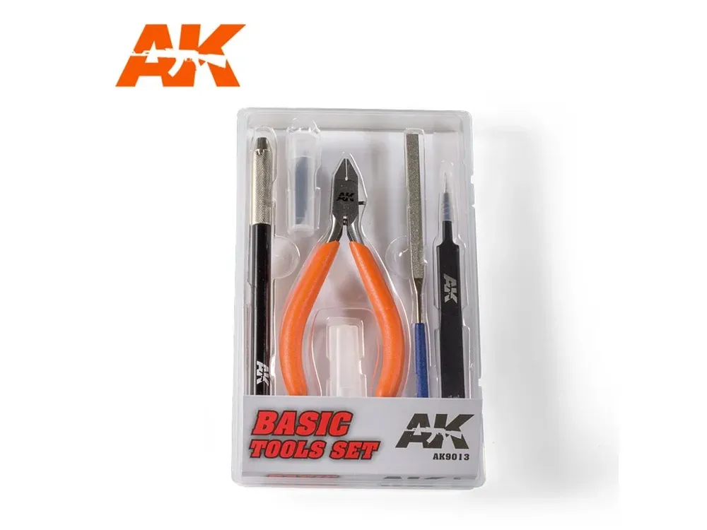 Sada modelářského nářadí AK Interactive AK9013 Basic Tools Set – pinzeta, kleště, nůž a pilník