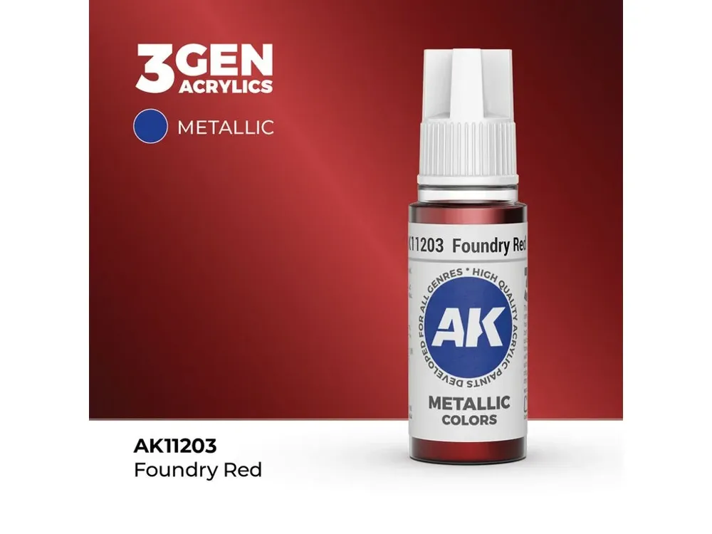 Lahvička akrylové barvy AK Interactive 3GEN AK11203 slévárenská červená (Foundry Red) 17 ml