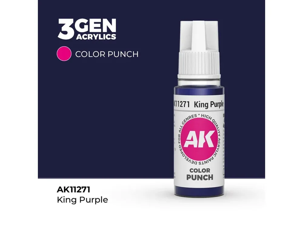 Lahvička akrylové barvy AK Interactive 3GEN Color Punch AK11271 královská fialová 17 ml