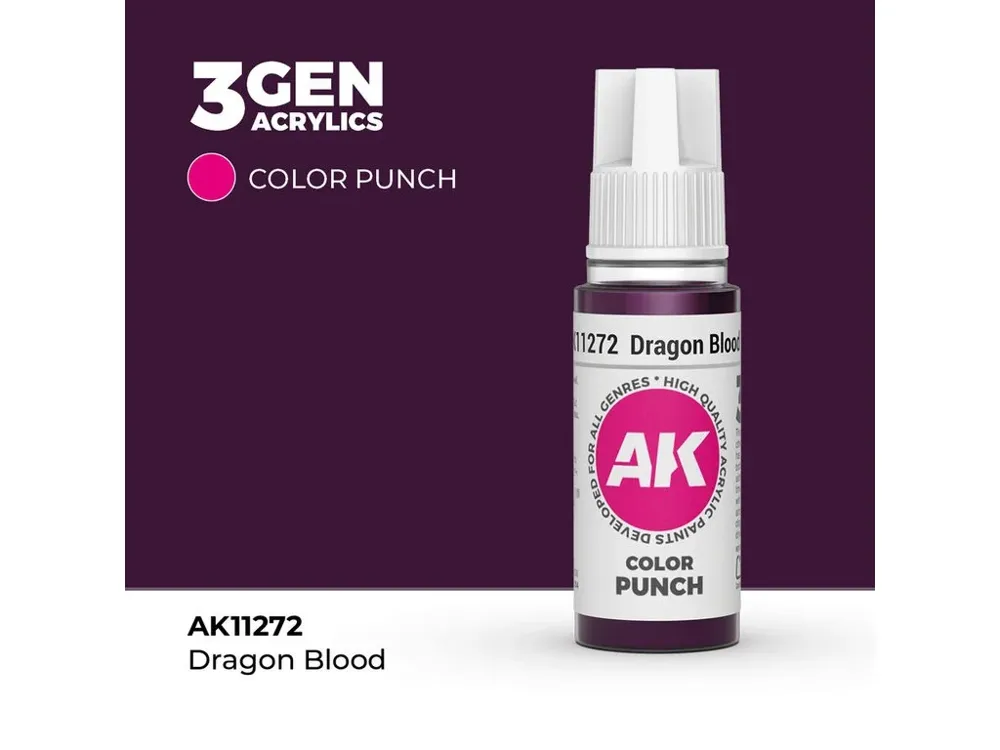 Lahvička akrylové barvy AK Interactive 3GEN Color Punch AK11272 dračí krev (Dragon Blood) 17 ml