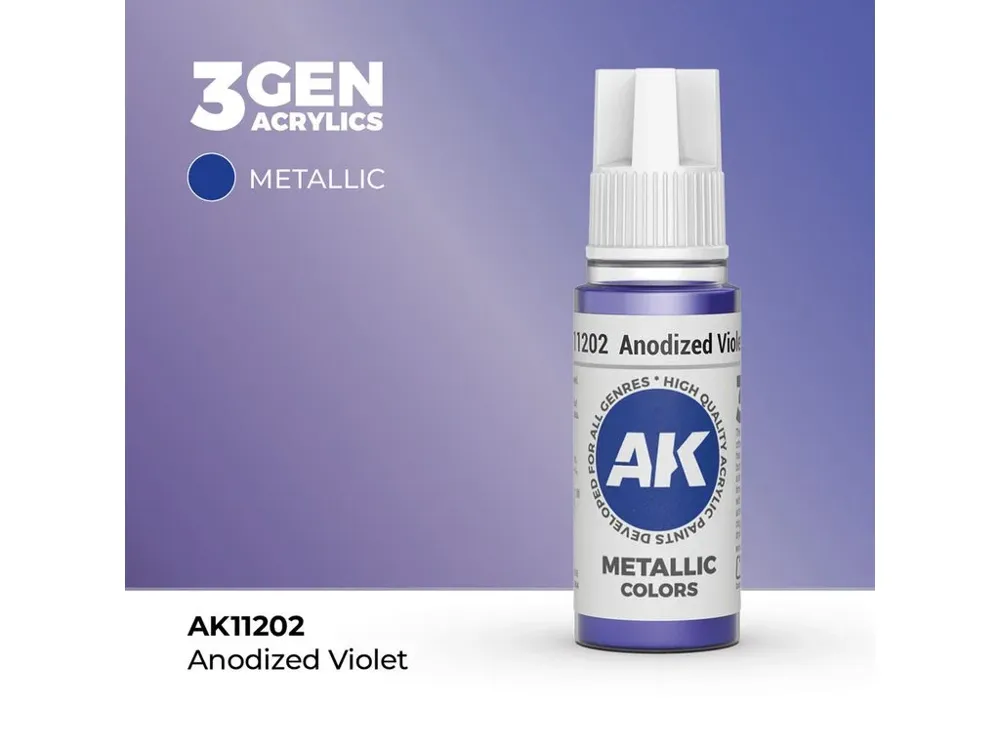 Lahvička akrylové barvy AK Interactive 3GEN AK11202 eloxovaná fialová (Anodized Violet) 17 ml