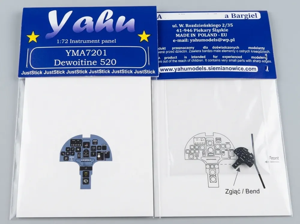 Barevná fotoleptaná přístrojová deska Yahu Models YMA7201 D.520 v měřítku 1/72