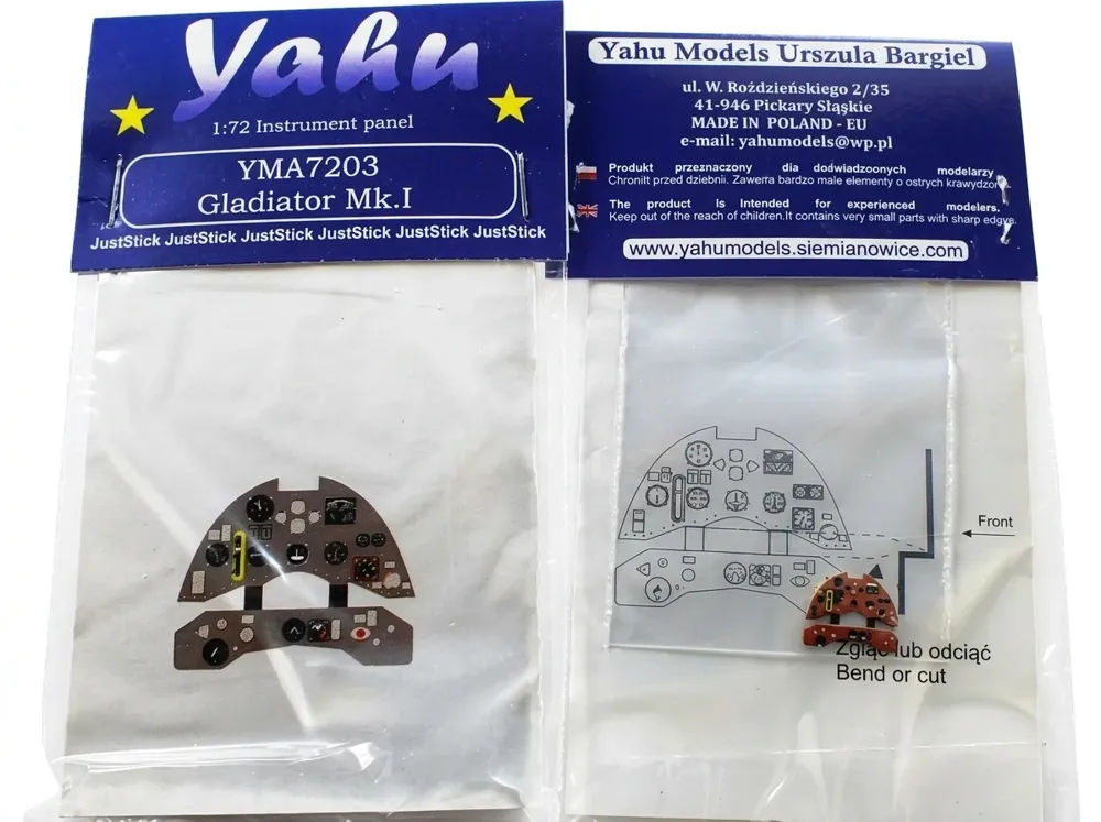 Barevný fotolept Yahu Models YMA7203 přístrojová deska Gladiator Mk.I early v měřítku 1/72
