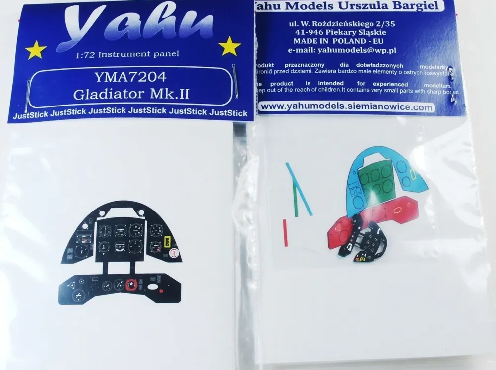 Barevný fotolept Yahu Models YMA7204 – přístrojová deska Gladiator Mk.II late v měřítku 1/72