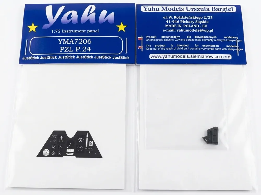 Barevný fotolept přístrojové desky Yahu Models YMA7206 pro model P.24 v měřítku 1/72