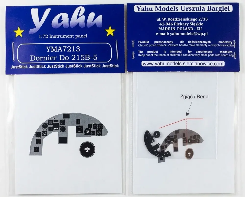 Barevná fotoleptaná přístrojová deska Yahu Models YMA7213 pro Do-215B-5 v měřítku 1/72