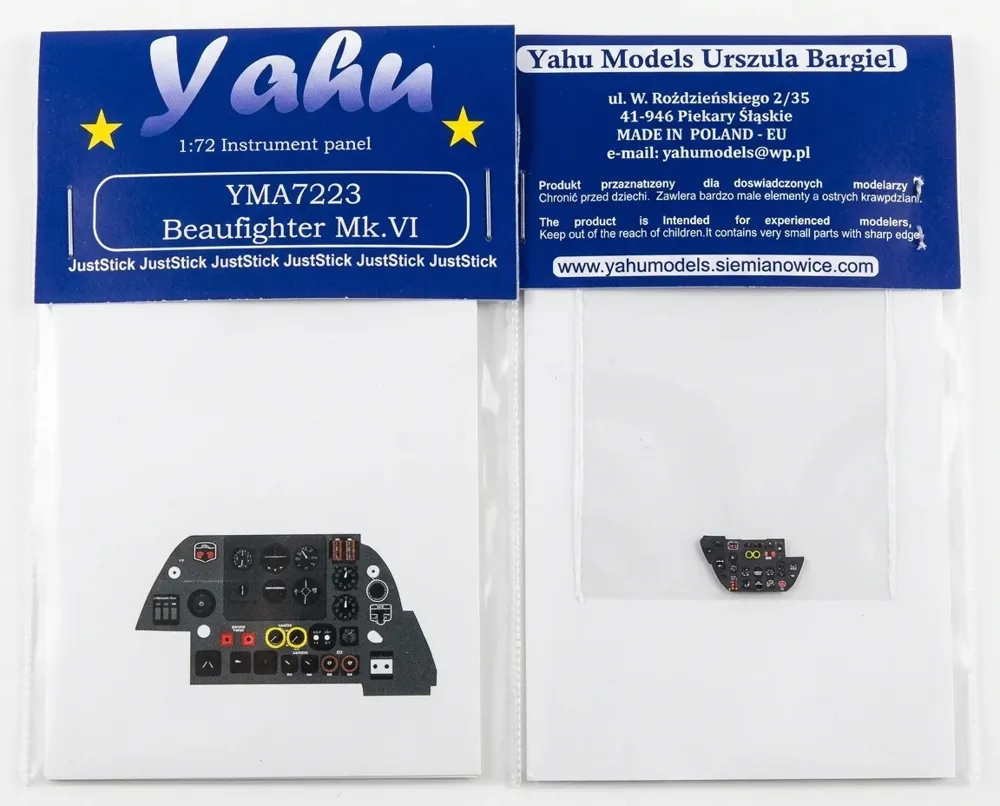 Barevný fotolept přístrojové desky Yahu Models YMA7223 Beaufighter Mk.VI v měřítku 1/72