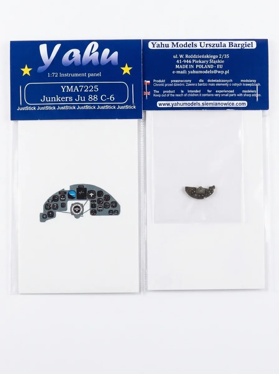 Barevná fotoleptaná přístrojová deska Yahu Models YMA7225 Ju-88C-6 v měřítku 1/72