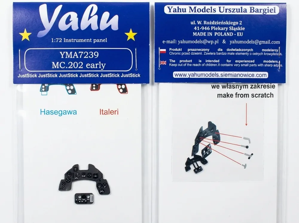 Barevná fotoleptaná přístrojová deska Yahu Models YMA7239 pro MC.202 early v měřítku 1/72