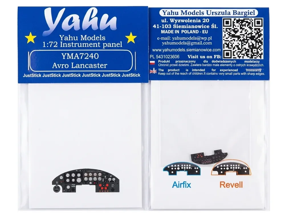 Barevný fotolept Yahu Models YMA7240 – přístrojová deska Avro Lancaster v měřítku 1/72