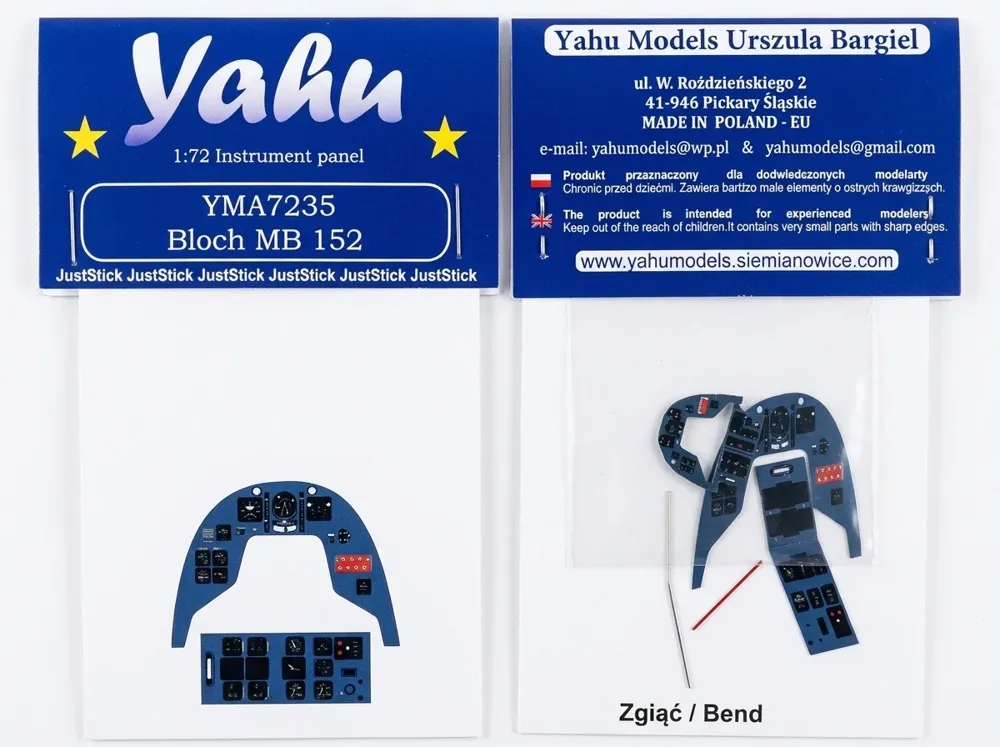 Barevná fotoleptaná přístrojová deska Yahu Models YMA7235 1/72 MB.152 pro stavebnici RS / Heller