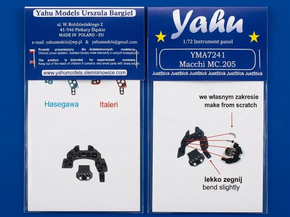 Barevný fotolept přístrojové desky Yahu Models YMA7241 pro MC.205 v měřítku 1/72