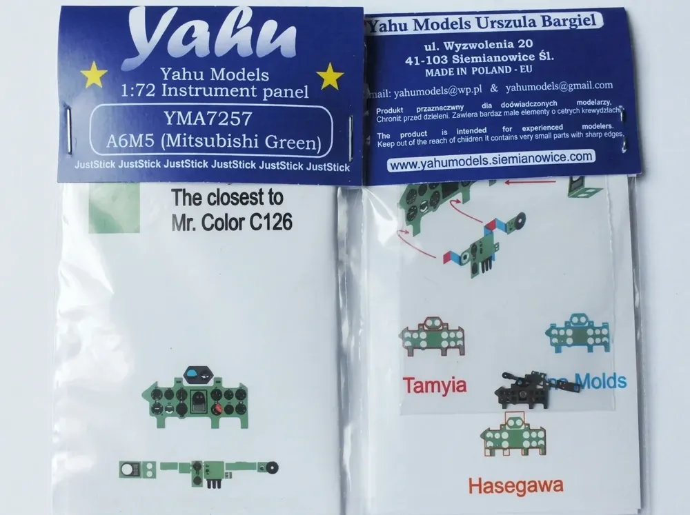 Barevná fotoleptaná přístrojová deska Yahu Models YMA7257 pro A6M5 Zero v měřítku 1/72