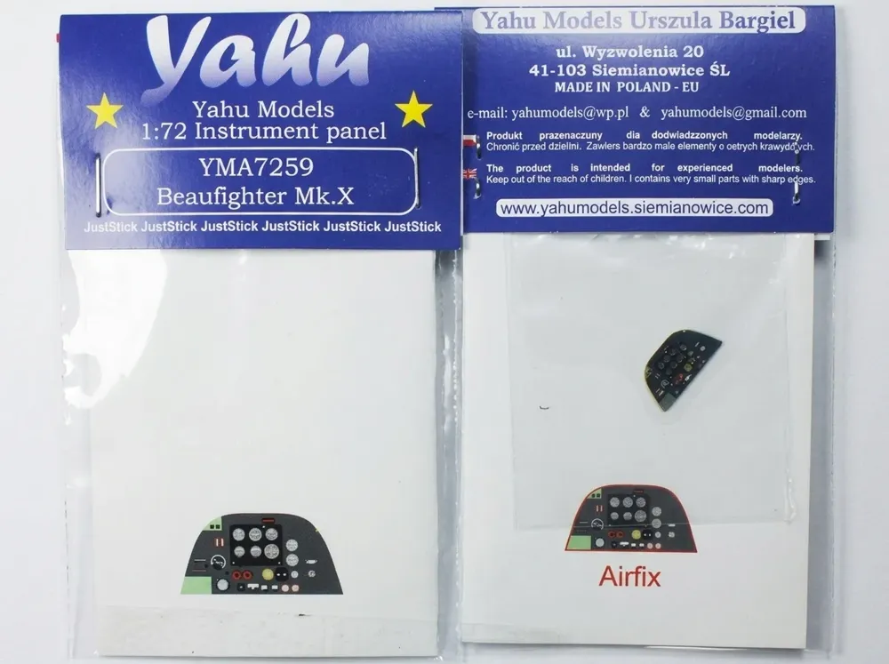 Barevná fotoleptaná přístrojová deska Yahu Models YMA7259 Beaufighter Mk.X v měřítku 1/72