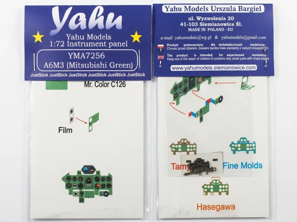 Barevná fotoleptaná přístrojová deska Yahu Models YMA7256 pro A6M3 v měřítku 1/72