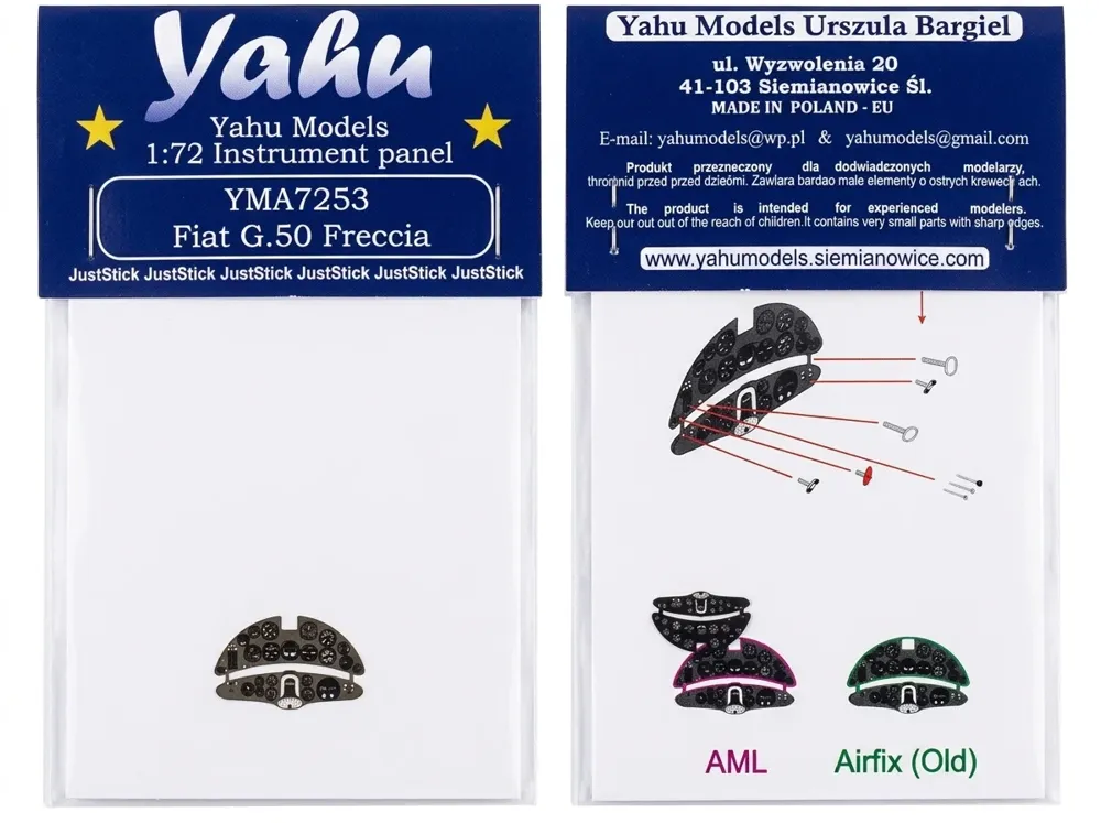 Barevná fotoleptaná přístrojová deska Yahu Models YMA7253 Fiat G.50 v měřítku 1/72