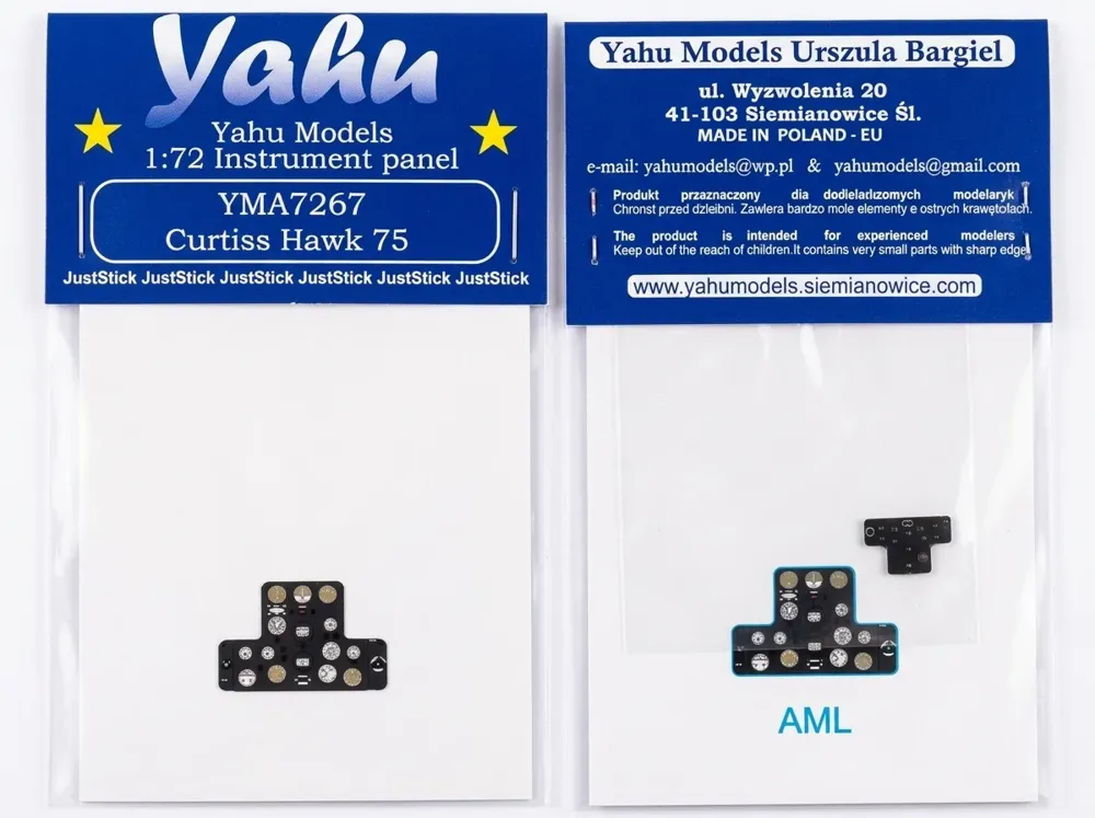 Barevný fotolept Yahu Models YMA7267 – přístrojová deska Hawk H-75 v měřítku 1/72
