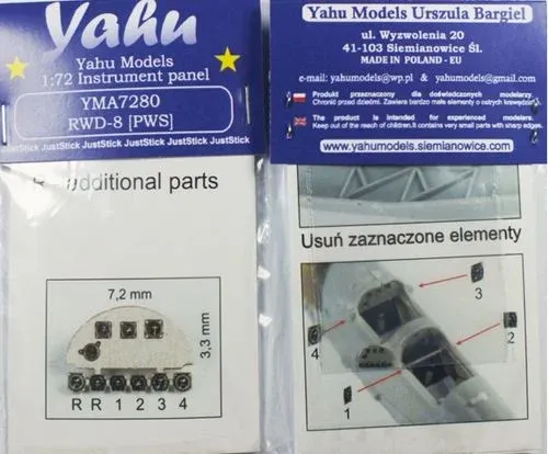 Barevný fotolept Yahu Models YMA7280 přístrojová deska RWD-8 (PWS) v měřítku 1/72