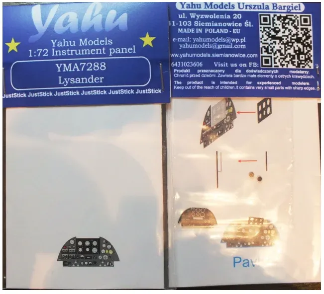 Fotolept Yahu Models YMA7288 pro model Westland Lysander v měřítku 1/72