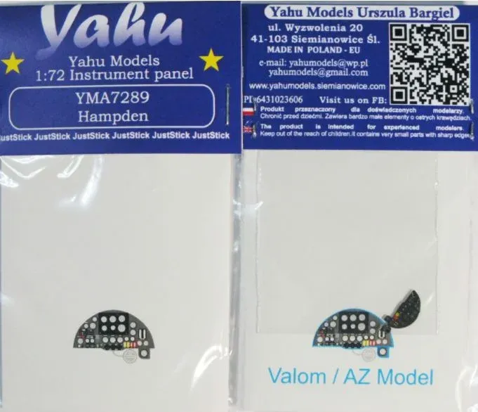 Fotolept přístrojové desky Yahu Models YMA7289 Hampden v měřítku 1/72