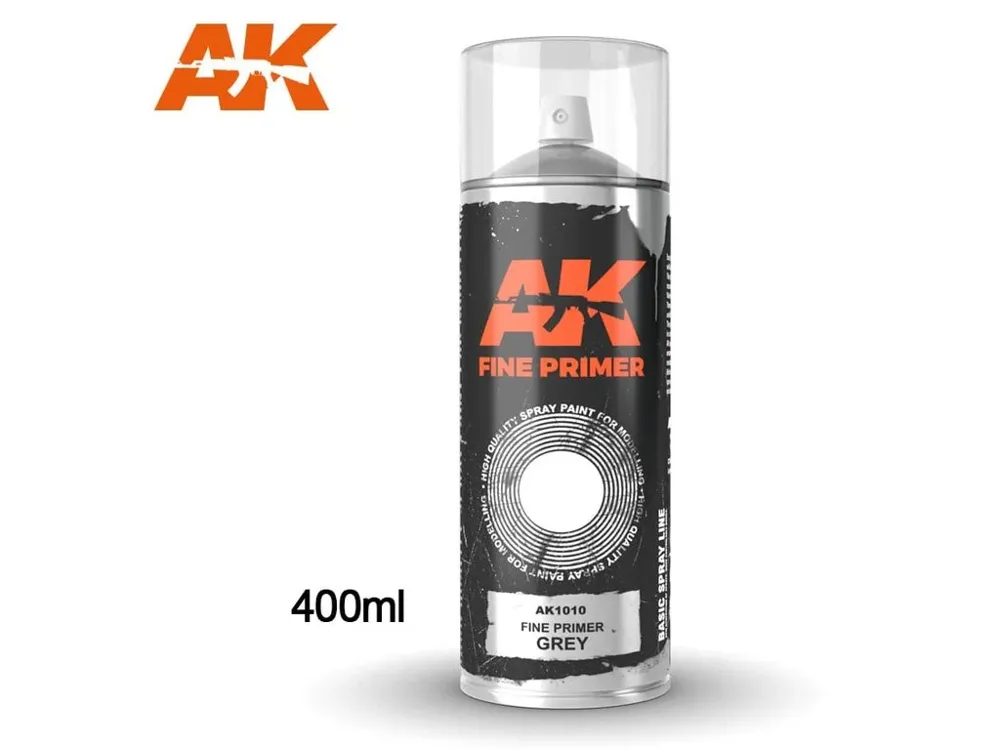 Sprej AK Interactive AK1010 Fine Primer Grey 400 ml, šedý základ pro modely