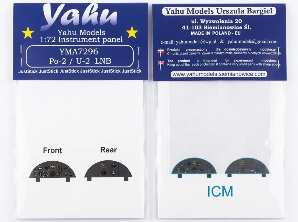 Barevná fotoleptaná přístrojová deska Yahu Models YMA7296 pro Po-2 / U-2 LNB v měřítku 1/72