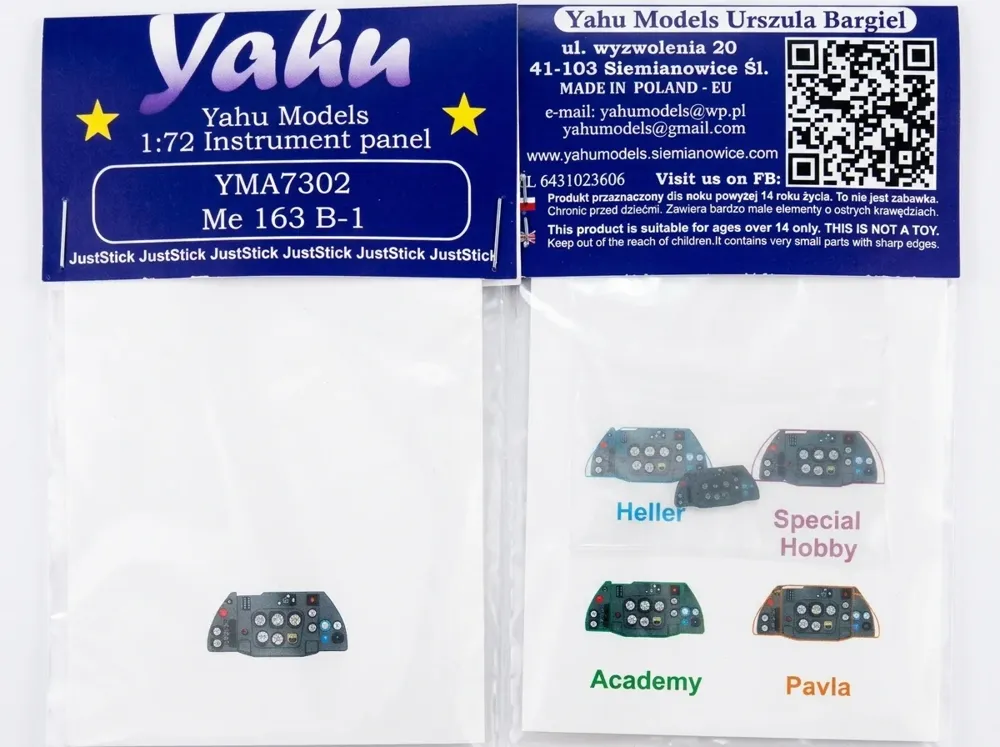 Barevný fotolept Yahu Models YMA7302 1/72 přístrojová deska Me-163 B-1 pro Academy