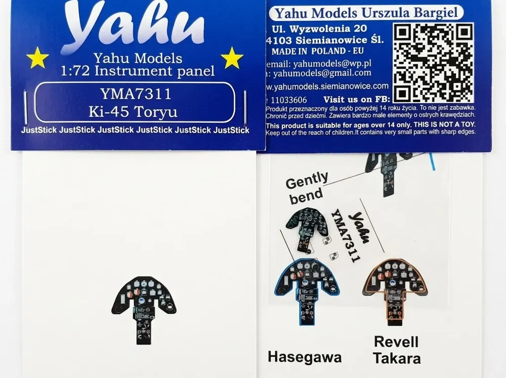 Barevný fotolept přístrojové desky Yahu Models YMA7311 Ki-45 v měřítku 1/72
