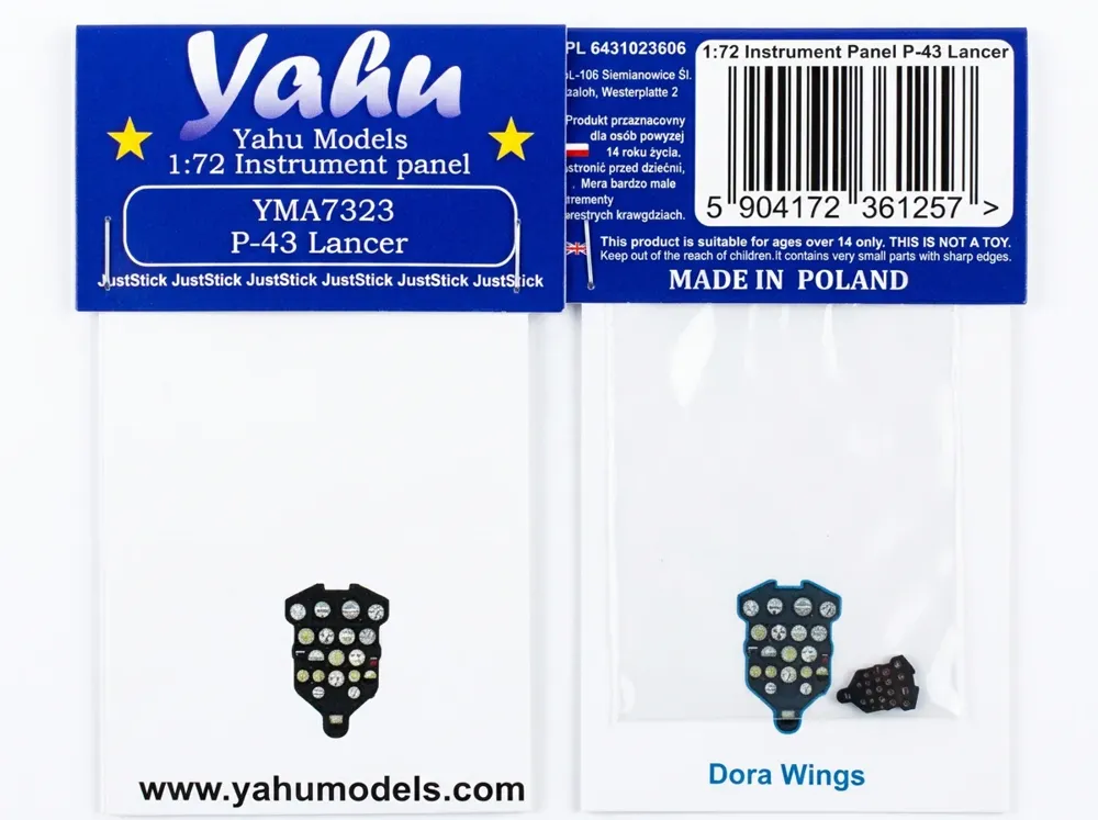 Barevná fotoleptaná přístrojová deska Yahu Models YMA7323 P-43 Lancer v měřítku 1/72