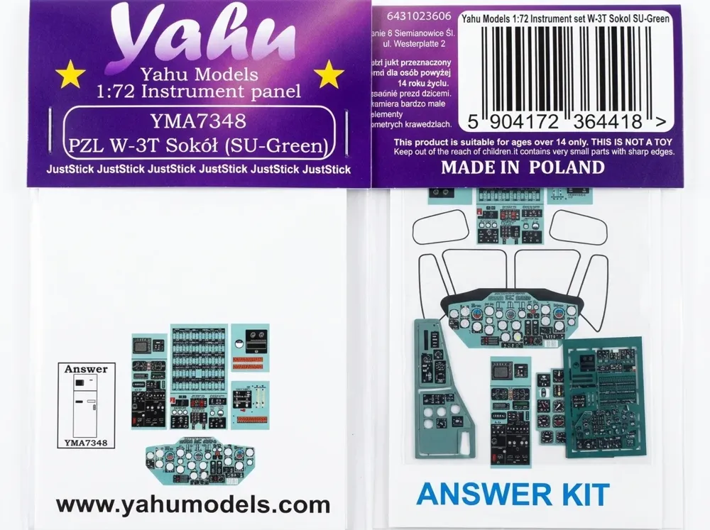 Barevná fotoleptaná přístrojová deska Yahu Models YMA7348 pro W-3 Sokół 1/72